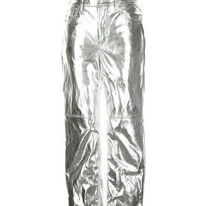 GAP silver metallic Straight High Rise Pants